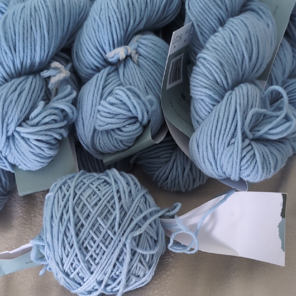 Soft Blue Yarn Skeins